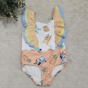 Bluey Toddler Girl Ruffle One-Piece Swimsuit, Size 2T
